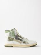 Amiri - Skel Top Bandana-print Leather High-top Trainers - Mens - White Multi