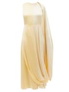 Roksanda - Nara Bi-colour Cape-sleeve Silk Dress - Womens - Ivory Multi