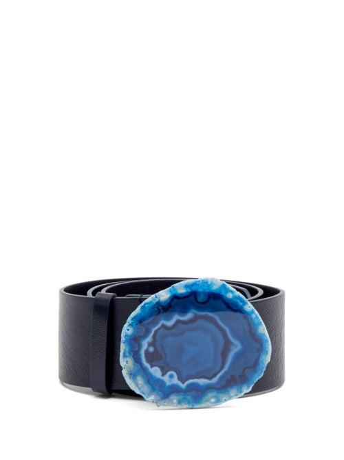 Matchesfashion.com Gabriela Hearst - Agate-embellished Leather Belt - Womens - Navy