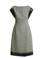 Matchesfashion.com Prada - Houndstooth Check Wool Blend Tweed Dress - Womens - Green Multi
