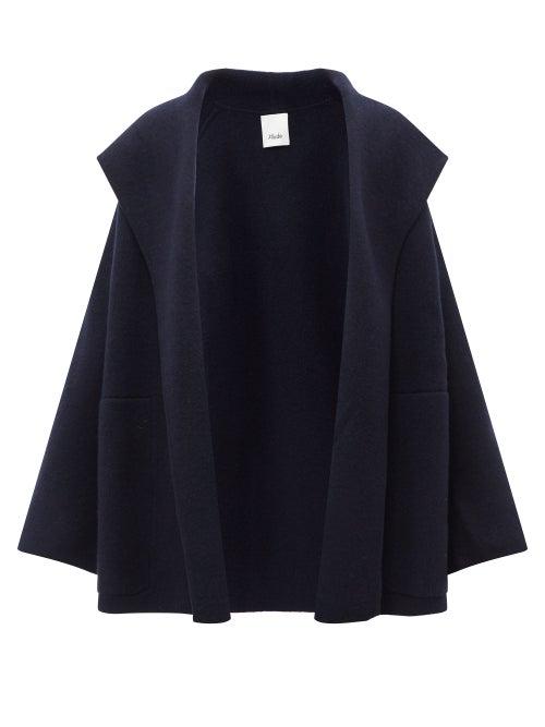 Allude - Hooded Wool-blend Cape Jacket - Womens - Navy