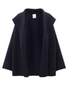Allude - Hooded Wool-blend Cape Jacket - Womens - Navy