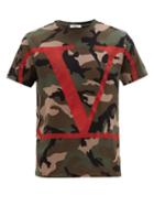 Matchesfashion.com Valentino - Go Logo Print Camouflage Cotton T Shirt - Mens - Khaki