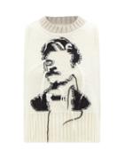 Mm6 Maison Margiela - Face-intarsia Wool Vest - Womens - Ivory