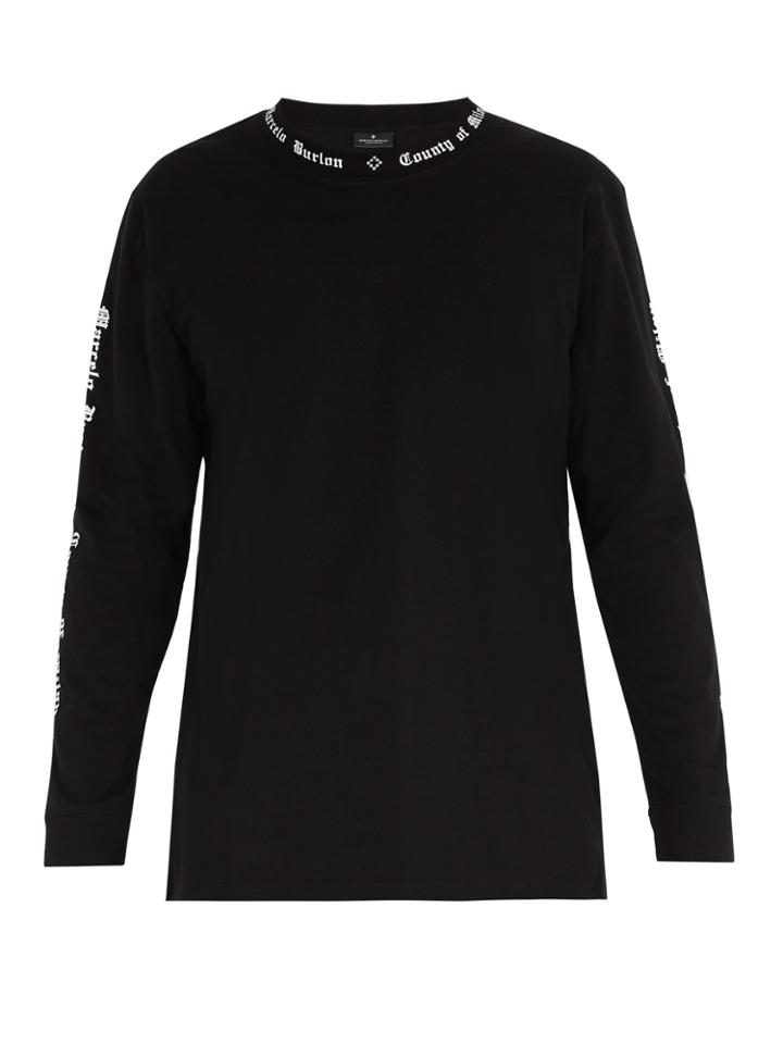 Marcelo Burlon Logo-print Long-sleeved Cotton T-shirt