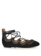 Isabel Marant Leoni Eyelet-embellished Suede Lace-up Flats
