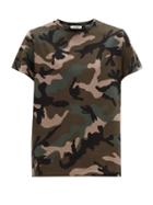 Matchesfashion.com Valentino - Camouflage Print & Rockstud Cotton T Shirt - Mens - Khaki Multi