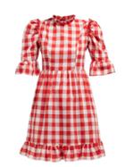 Matchesfashion.com Batsheva - Kate Gingham Print Cotton Dress - Womens - Red White