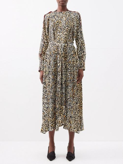 Proenza Schouler - Leopard-print Crepe De Chine Midi Dress - Womens - Leopard