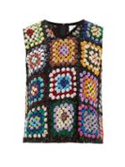 Matchesfashion.com Ashish - Sequinned Patchwork Crochet Sleeveless Top - Womens - Multi