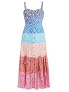 Matchesfashion.com Saloni - Karen Confetti Print Pleated Silk Midi Dress - Womens - Multi