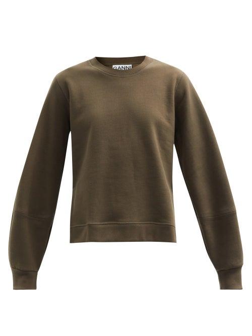 Ladies Rtw Ganni - Software Organic-cotton Blend Sweatshirt - Womens - Khaki