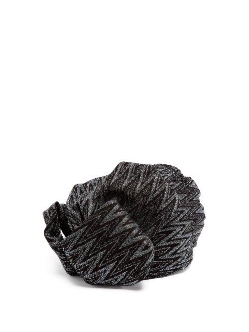 Matchesfashion.com Missoni - Zigzag Metallic Crochet Knit Turban Hat - Womens - Black