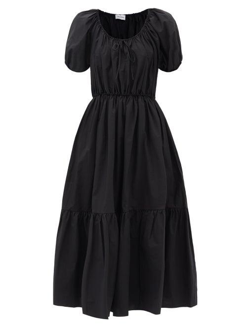 Matteau - The Drawcord Organic-cotton Maxi Dress - Womens - Black