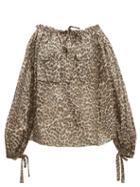 Matchesfashion.com Zimmermann - Suraya Leopard Print Silk Blouse - Womens - Leopard