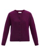 Matchesfashion.com Erdem - Jayelle Round-neck Cable-knit Cashmere Cardigan - Womens - Burgundy