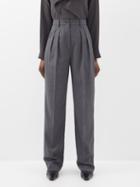 Nili Lotan - Abella High-rise Pleated Wool Trousers - Womens - Charcoal