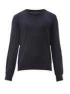 Matchesfashion.com Maison Margiela - Elbow-patch Cotton-blend Knit Sweater - Mens - Navy