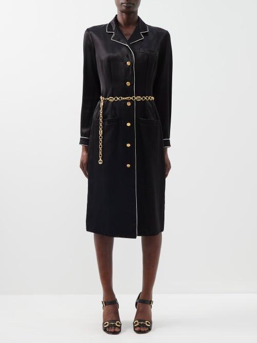 Gucci - Gg-chain Silk-satin Dress - Womens - Black