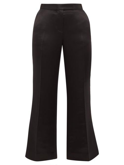 Matchesfashion.com Marina Moscone - Tailored Wool Blend Satin Trousers - Womens - Black