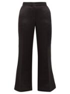 Matchesfashion.com Marina Moscone - Tailored Wool Blend Satin Trousers - Womens - Black