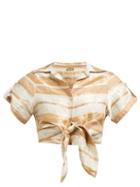 Matchesfashion.com Cult Gaia - Madeline Striped Tie Front Cropped Shirt - Womens - Beige Stripe