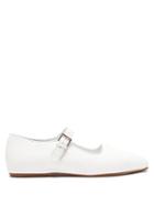Matchesfashion.com The Row - Ava Square Toe Leather Mary Jane Flats - Womens - White