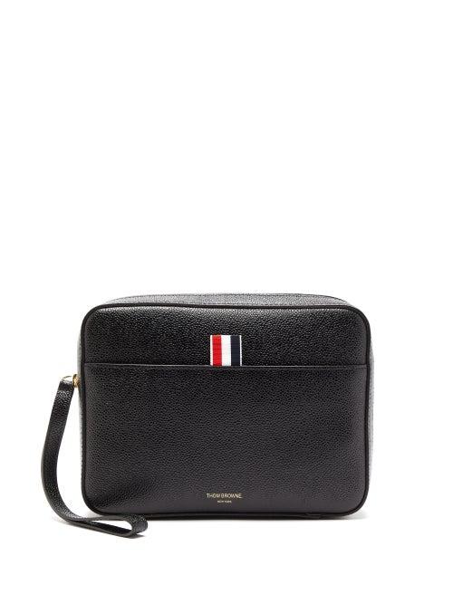 Matchesfashion.com Thom Browne - Grained-leather Wash Bag - Mens - Black
