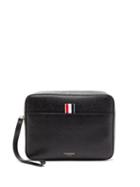 Matchesfashion.com Thom Browne - Grained-leather Wash Bag - Mens - Black