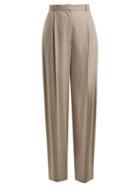 Matchesfashion.com The Row - Elin Wool Blend Trousers - Womens - Grey Multi