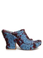 Matchesfashion.com Bottega Veneta - Boucl Wedge Platform Mules - Womens - Blue Multi