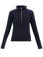 Matchesfashion.com Chlo - Ruffled-neckline Wool-blend Sweater - Womens - Navy