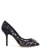 Matchesfashion.com Dolce & Gabbana - Bellucci Crystal Embellished Lace Pumps - Womens - Navy