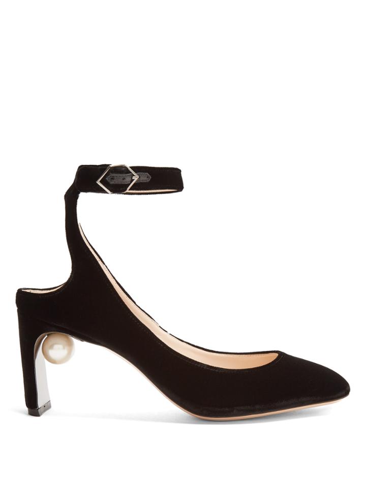 Nicholas Kirkwood Lola Pearl-heeled Velvet Pumps