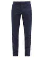 Matchesfashion.com Brunello Cucinelli - Cropped Cotton-blend Gabardine Trousers - Mens - Navy