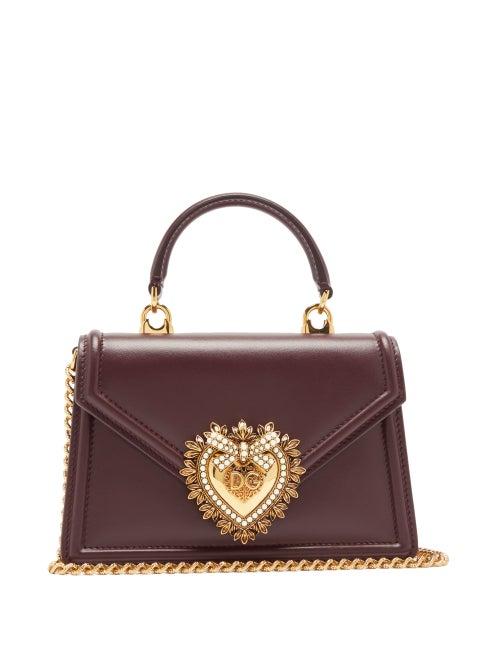 Matchesfashion.com Dolce & Gabbana - Devotion Leather Cross-body Bag - Womens - Burgundy