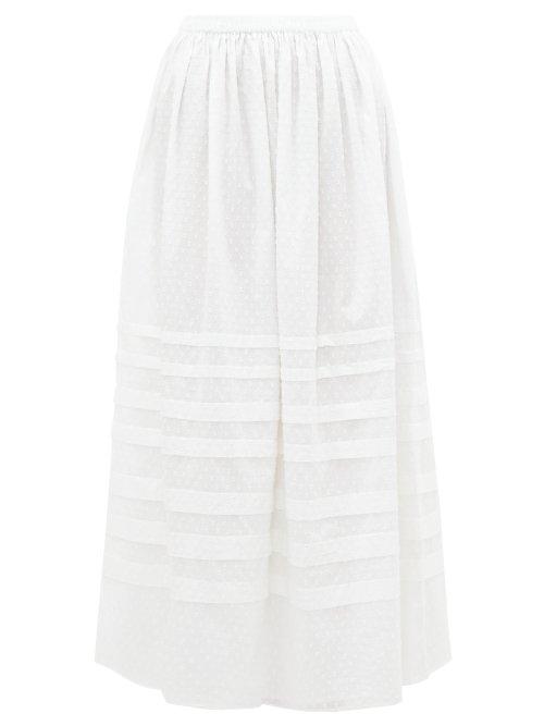 Matchesfashion.com Wiggy Kit - Lavender Fields Swiss Dot Cotton Midi Skirt - Womens - White