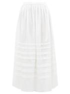 Matchesfashion.com Wiggy Kit - Lavender Fields Swiss Dot Cotton Midi Skirt - Womens - White