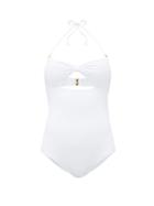Matchesfashion.com Cossie + Co - The Chazzy Knotted Honeycomb-effect Swimsuit - Womens - White