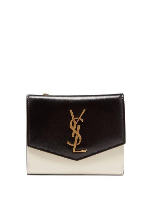 Saint Laurent - Ysl-plaque Leather Bi-fold Wallet - Womens - Black White