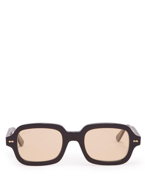 Matchesfashion.com Gucci - Round Square Frame Acetate Sunglasses - Mens - Black