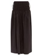 Matteau - Shirred Organic Cotton-poplin Skirt - Womens - Black