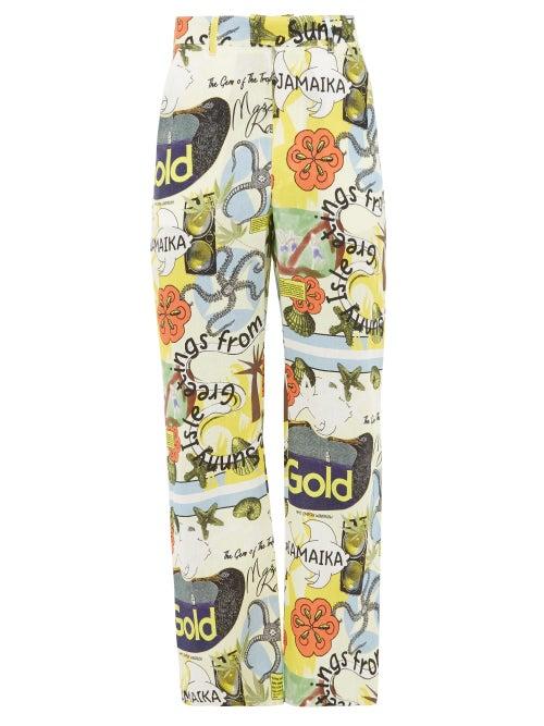 Matchesfashion.com Martine Rose - Jamaika Print Linen Trousers - Mens - Multi
