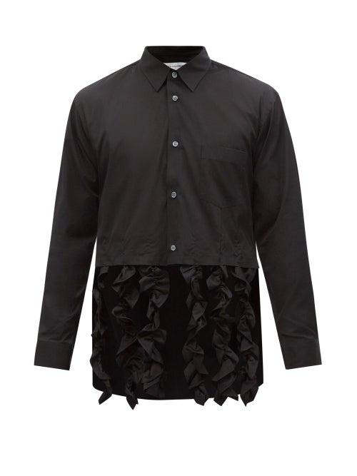 Comme Des Garons Shirt - Ruffled-panel Cotton-poplin Shirt - Mens - Black