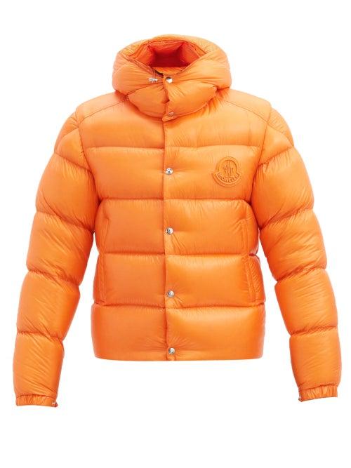 Matchesfashion.com Moncler - Logo-patch Down-filled Shell Hooded Jacket - Mens - Orange