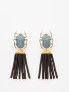 Begm Khan - Napolean Turquoise & 24kt Gold-plated Earrings - Womens - Blue Multi