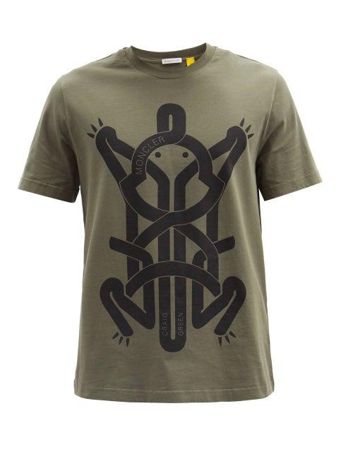 Matchesfashion.com 5 Moncler Craig Green - Frog-print Cotton-jersey T-shirt - Mens - Green