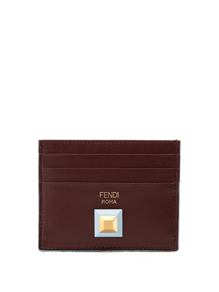 Fendi Stud-embellished Bi-colour Leather Cardholder