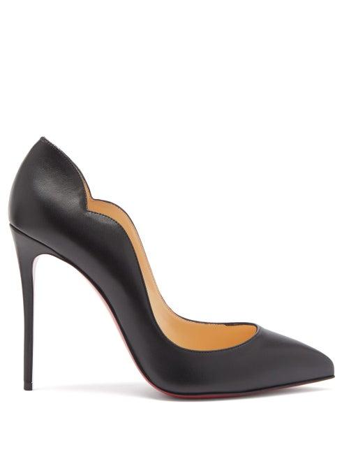 Matchesfashion.com Christian Louboutin - Hot Chick Scalloped-edge Leather Pumps - Womens - Black