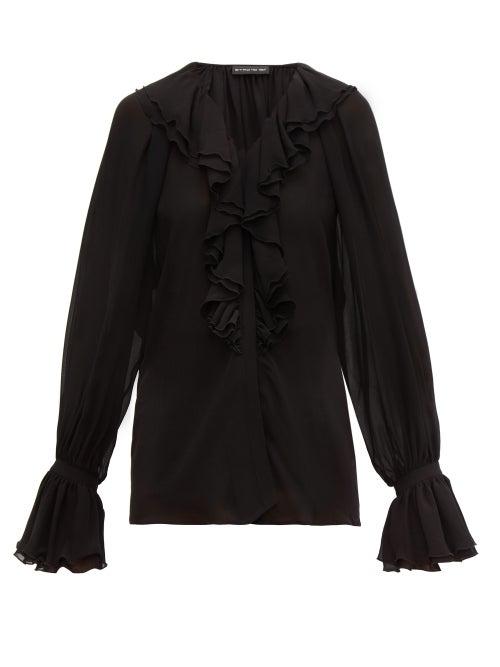 Matchesfashion.com Etro - Devon Ruffled Silk Chiffon Blouse - Womens - Black